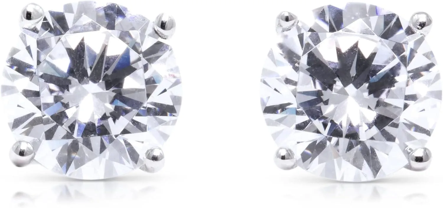 Diamond Earrings For Women, Diamond Stud Earrings For Men, 14k White Gold 1ct - 2 carat Princess, Heart, Round Cut Screw Back Earrings VVS1 D-E Color [Simulated Diamond] Fox Jewelry Co