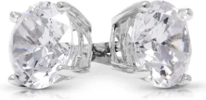 Diamond Earrings For Women, Diamond Stud Earrings For Men, 14k White Gold 1ct - 2 carat Princess, Heart, Round Cut Screw Back Earrings VVS1 D-E Color [Simulated Diamond] Fox Jewelry Co