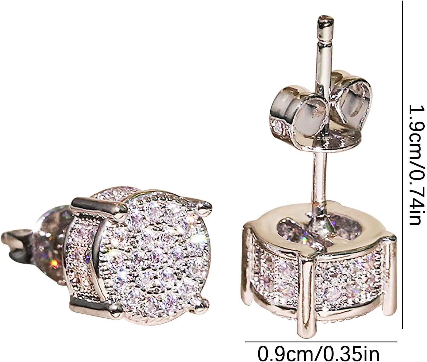 Diamond Earrings for Women Men, Round Square Hypoallergenic Studs Earrings Valentine's Day Anniversaries Birthday Jewelry Gifts for Her Him Father Mother