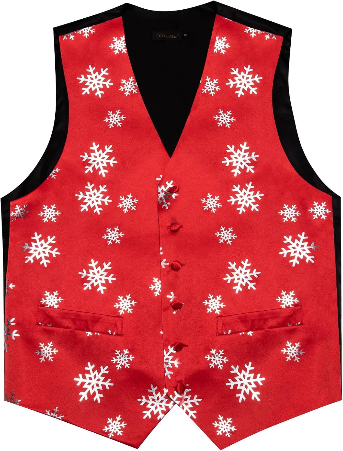 DiBanGu Mens Christmas Suit Vest and Tie Set Fun Snowflake Holiday Party Waistcoat Necktie Pocket Square Cufflinks S-3XL