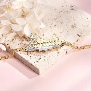 Double Plated Name Necklace 18K Gold Plated Nameplate Pendant Personalized Custom Nameplate Pendant Customized Jewelry with Name Necklace for Women Men Birthday Mother's Day Gift