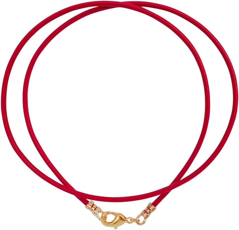 DragonWeave Gold Plated 1.8mm Fine Red Leather Cord Necklace