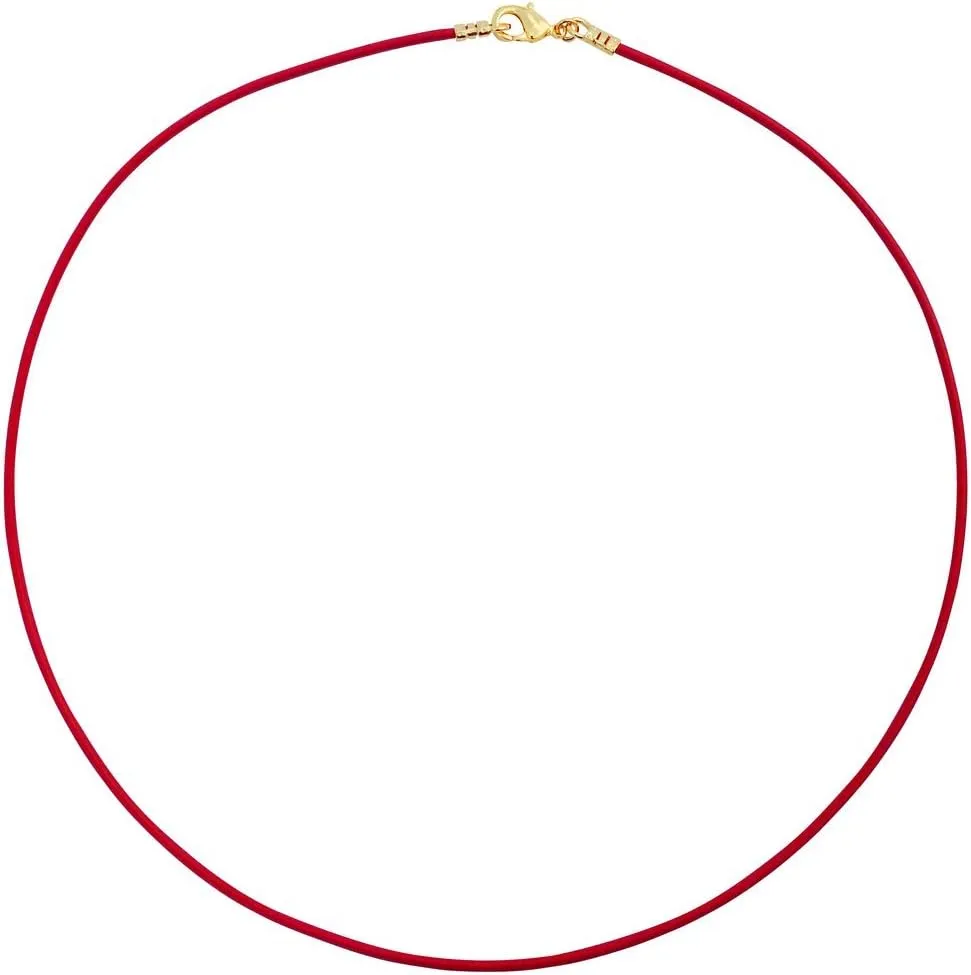 DragonWeave Gold Plated 1.8mm Fine Red Leather Cord Necklace