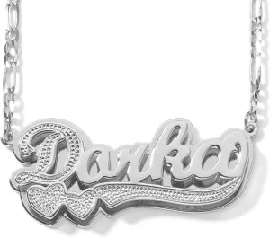 Drawelry Personalized Name Necklace 18K Gold Silver Nameplate Custom Names Double Plated Chain Pendant Necklaces Customized Jewelry Gift for Women Birthday Valentines Christmas Festival