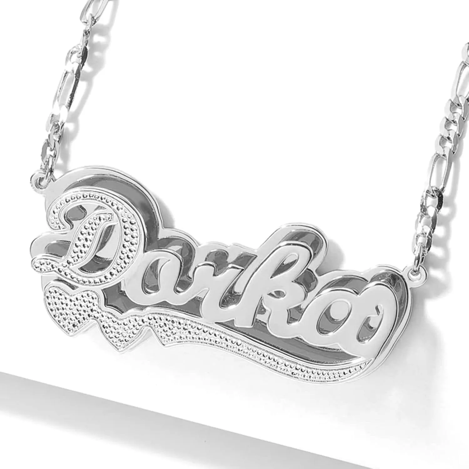 Drawelry Personalized Name Necklace 18K Gold Silver Nameplate Custom Names Double Plated Chain Pendant Necklaces Customized Jewelry Gift for Women Birthday Valentines Christmas Festival