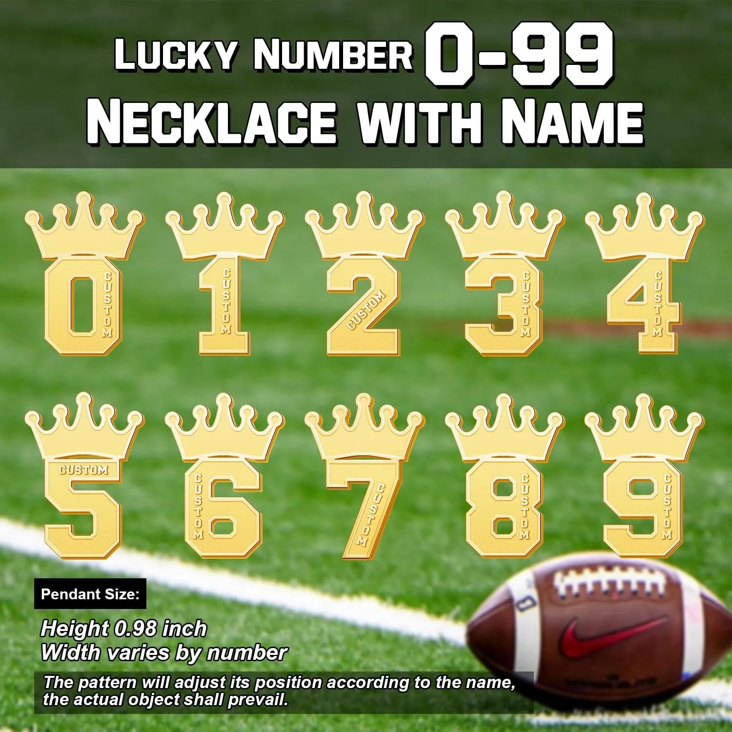 Dreamdecor Football Number Necklaces Custom Name Initial 00-99 Athletes Jersey Number Pendant Necklace with Customized Chains Personalized Baseball Jewelry Gifts for Men (18-24)