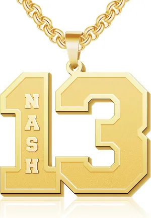 Dreamdecor Football Number Necklaces Custom Name Initial 00-99 Athletes Jersey Number Pendant Necklace with Customized Chains Personalized Baseball Jewelry Gifts for Men (18-24)