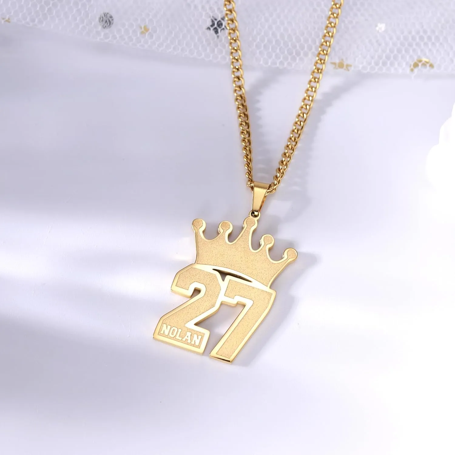 Dreamdecor Football Number Necklaces Custom Name Initial 00-99 Athletes Jersey Number Pendant Necklace with Customized Chains Personalized Baseball Jewelry Gifts for Men (18-24)