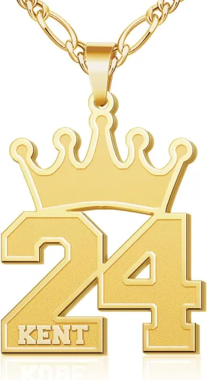 Dreamdecor Football Number Necklaces Custom Name Initial 00-99 Athletes Jersey Number Pendant Necklace with Customized Chains Personalized Baseball Jewelry Gifts for Men (18-24)