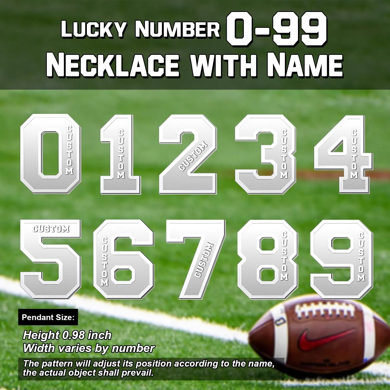 Dreamdecor Football Number Necklaces Custom Name Initial 00-99 Athletes Jersey Number Pendant Necklace with Customized Chains Personalized Baseball Jewelry Gifts for Men (18-24)