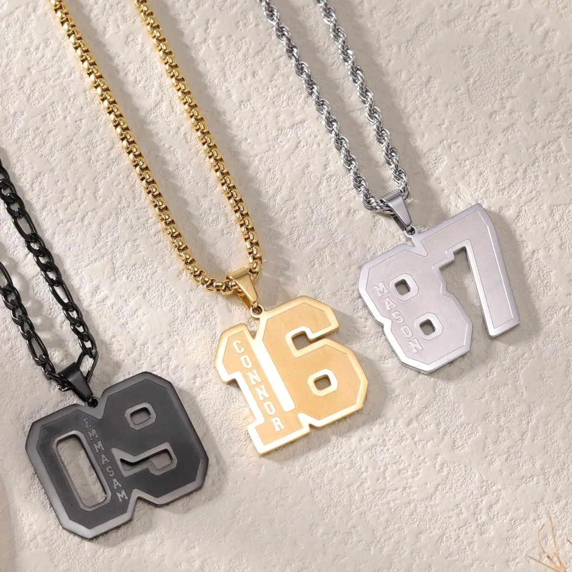 Dreamdecor Football Number Necklaces Custom Name Initial 00-99 Athletes Jersey Number Pendant Necklace with Customized Chains Personalized Baseball Jewelry Gifts for Men (18-24)