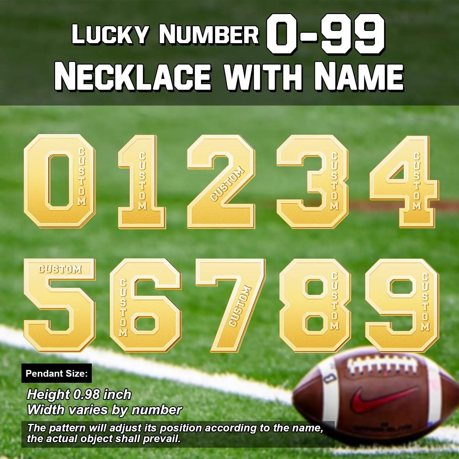 Dreamdecor Football Number Necklaces Custom Name Initial 00-99 Athletes Jersey Number Pendant Necklace with Customized Chains Personalized Baseball Jewelry Gifts for Men (18-24)