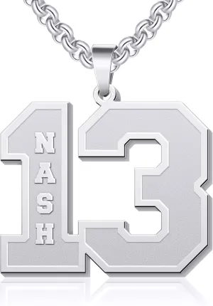Dreamdecor Football Number Necklaces Custom Name Initial 00-99 Athletes Jersey Number Pendant Necklace with Customized Chains Personalized Baseball Jewelry Gifts for Men (18-24)
