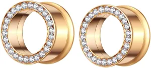 Ear Plugs, 2PCS Stainless Steel Gauges Elegant Round Cubic Zirconia Ear Gauges 0G Ear Piercing Jewelry