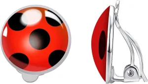 Earrings Black Spot Red Silver Bug Earrings