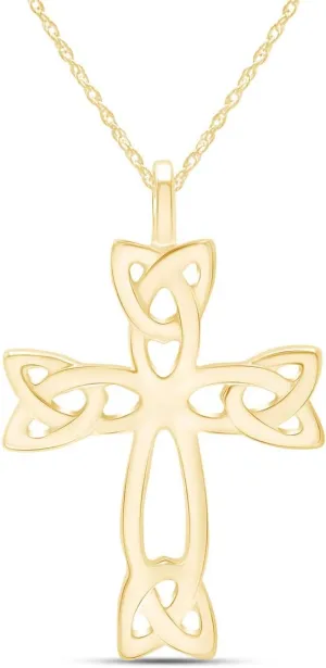 Easter Gift Celtic Cross Pendant Necklace 14k Gold Over Sterling Silver