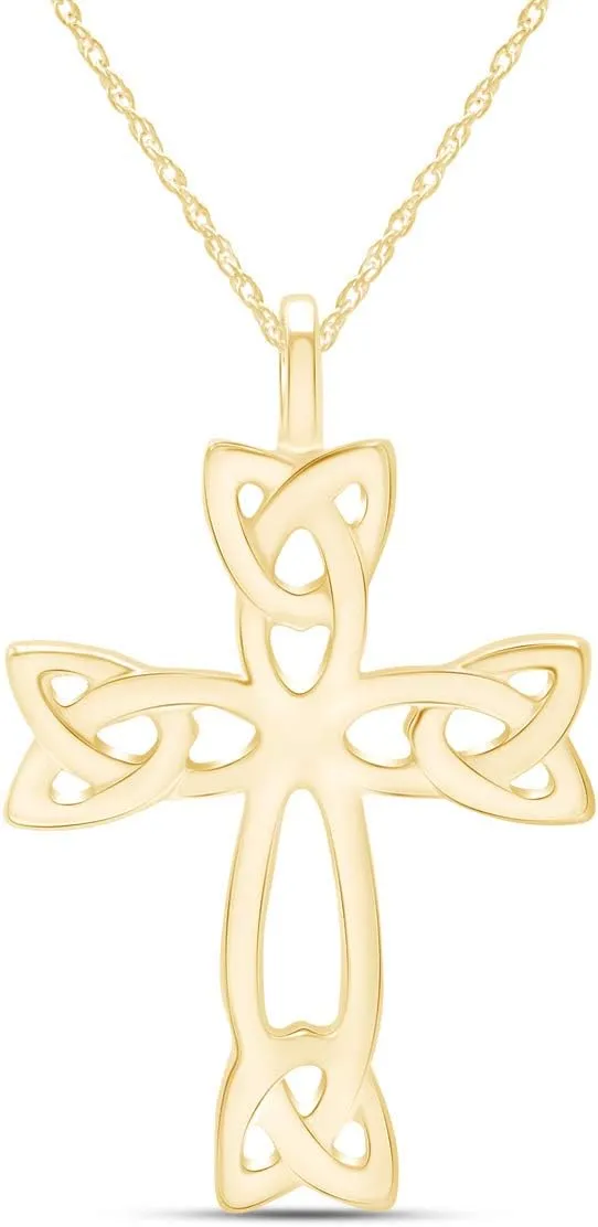 Easter Gift Celtic Cross Pendant Necklace 14k Gold Over Sterling Silver