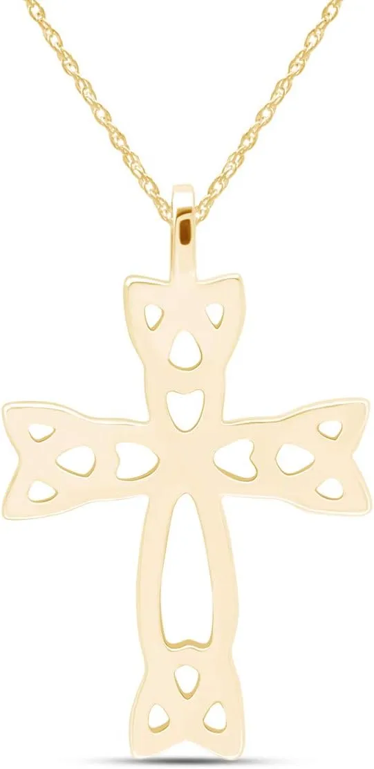 Easter Gift Celtic Cross Pendant Necklace 14k Gold Over Sterling Silver