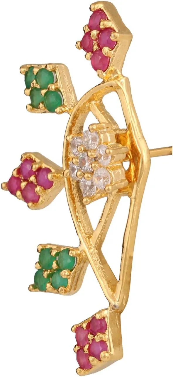 Efulgenz Indian Earrings for Women Crystal CZ Ear Climber Leaf Ear Crawler Ear Cuff Wrap Earrings for Women