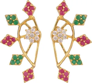 Efulgenz Indian Earrings for Women Crystal CZ Ear Climber Leaf Ear Crawler Ear Cuff Wrap Earrings for Women