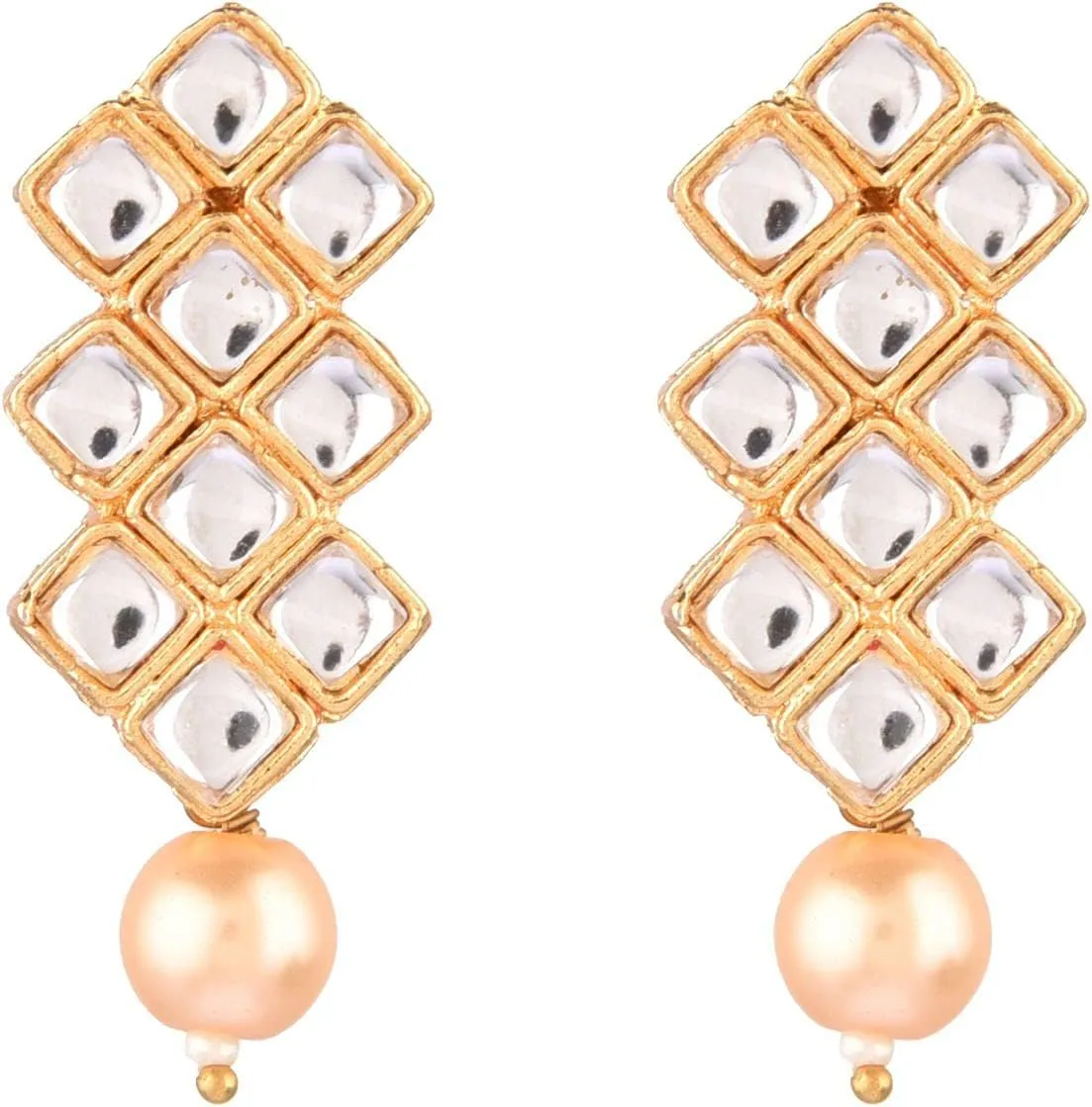 Efulgenz Indian Jewelry Sets for Women Crystal Choker Faux Pearl Kundan Crystal Necklace Dangle Earrings Set Bollywood Wedding Choker Necklace for Women