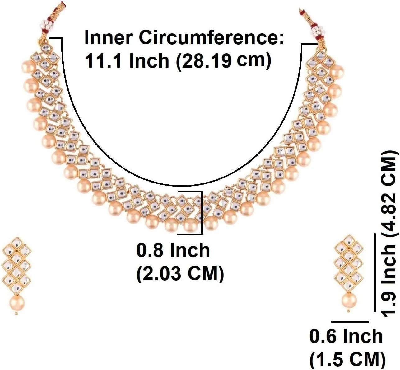 Efulgenz Indian Jewelry Sets for Women Crystal Choker Faux Pearl Kundan Crystal Necklace Dangle Earrings Set Bollywood Wedding Choker Necklace for Women