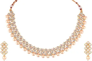 Efulgenz Indian Jewelry Sets for Women Crystal Choker Faux Pearl Kundan Crystal Necklace Dangle Earrings Set Bollywood Wedding Choker Necklace for Women