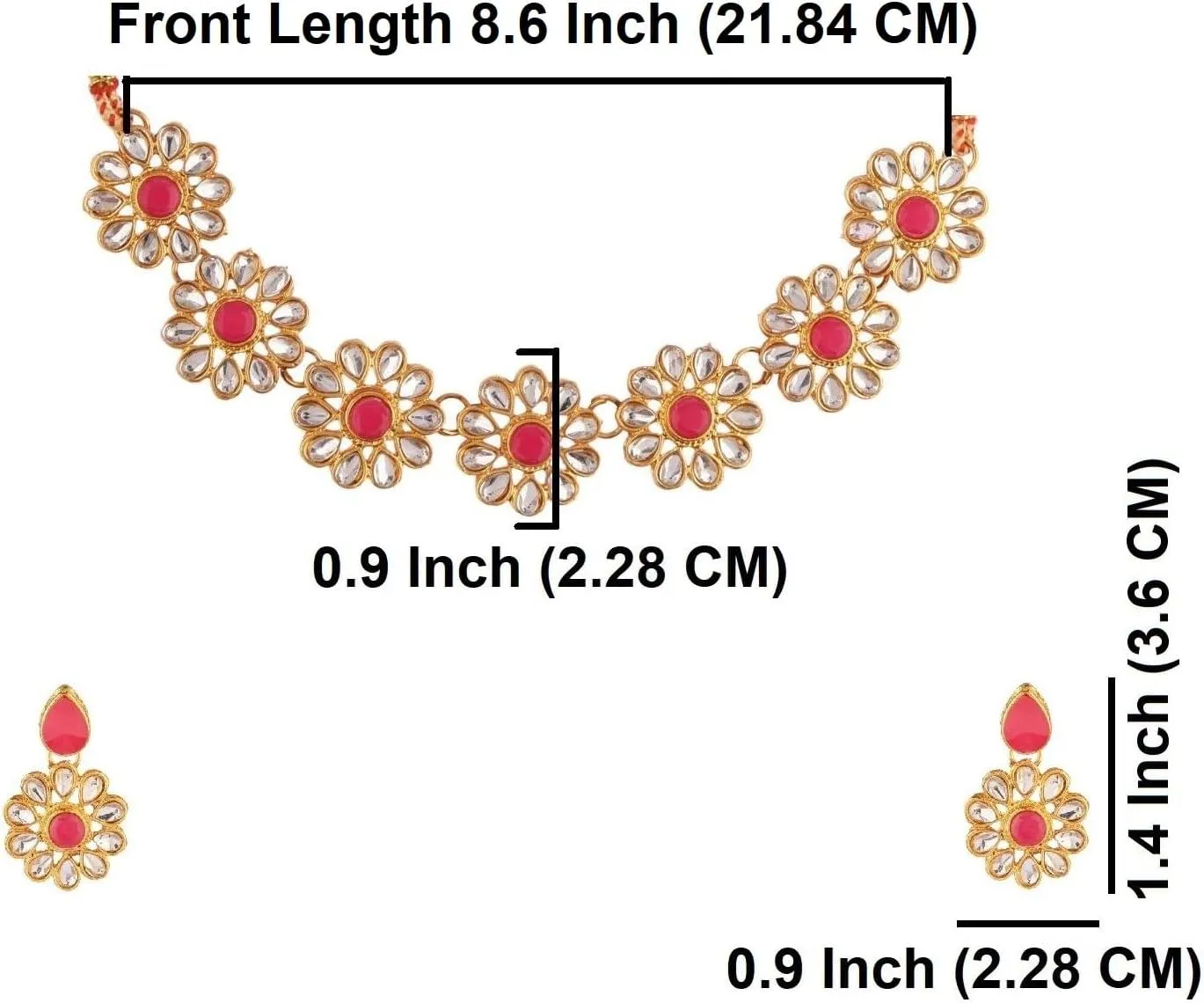 Efulgenz Kundan Choker Necklace Indian Jewelry Sets for Women Bollywood Jewelry Choker Kundan Floral Crystal Necklace Earrings Wedding Bridal Jewelry Set