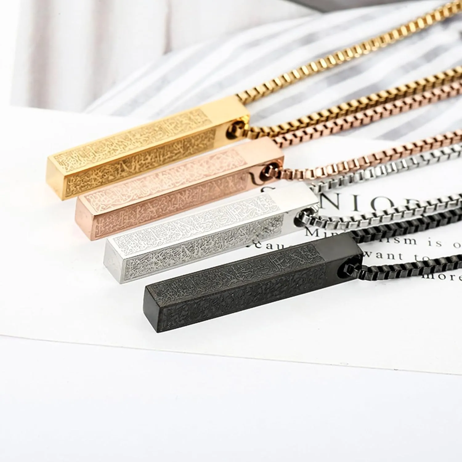 Elegant Ayatul Kursi Necklace Stainless Steel Pendant Necklace Quran Verse Pendant Necklace Religious Neck Jewelry