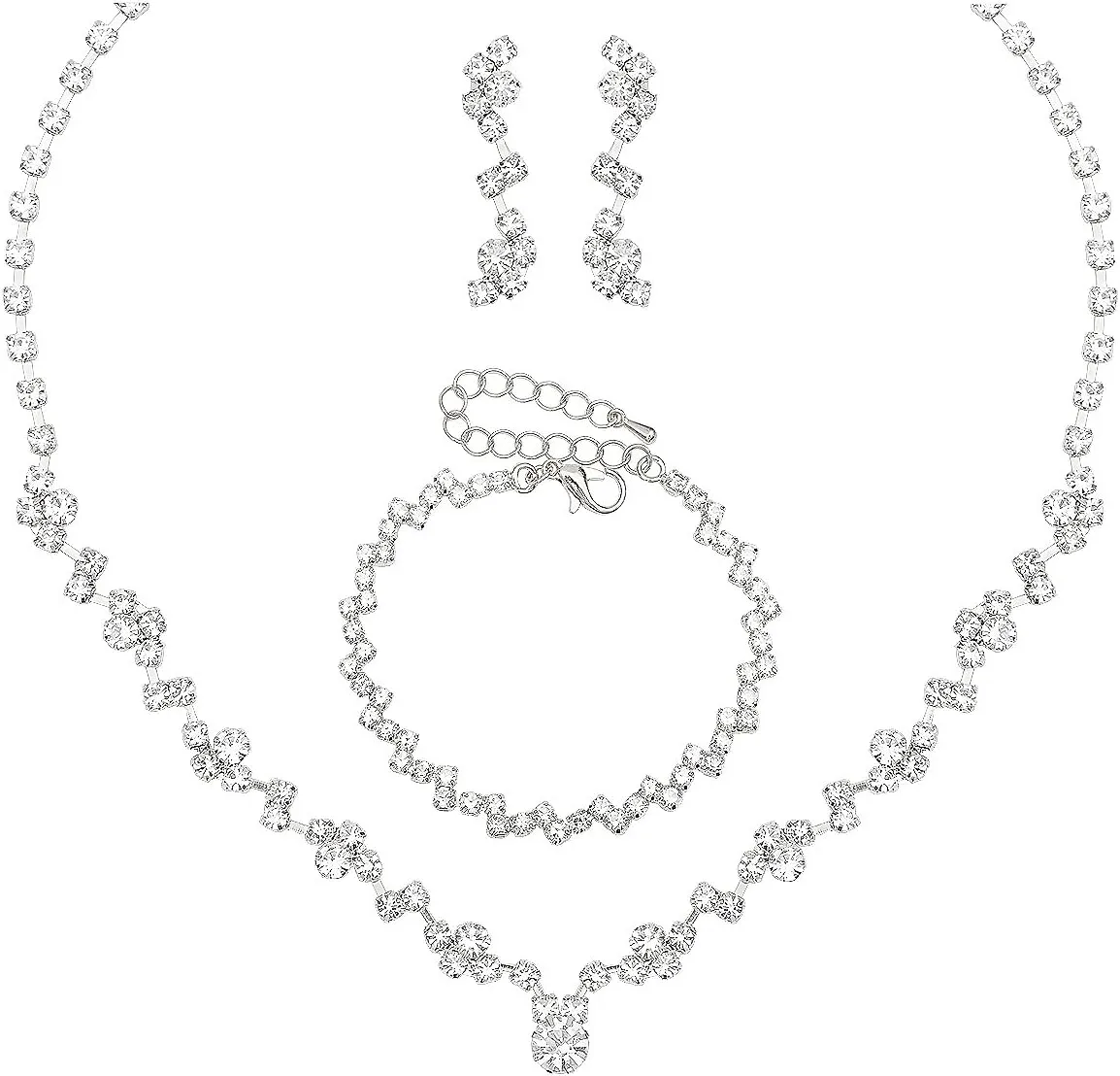 Elegant Bride Bridesmaid Jewelry Sets for Wedding Prom Bridal Necklace Earrings Bracelet Set Women Formal Dress Accessories