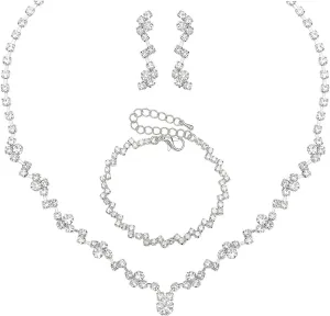 Elegant Bride Bridesmaid Jewelry Sets for Wedding Prom Bridal Necklace Earrings Bracelet Set Women Formal Dress Accessories