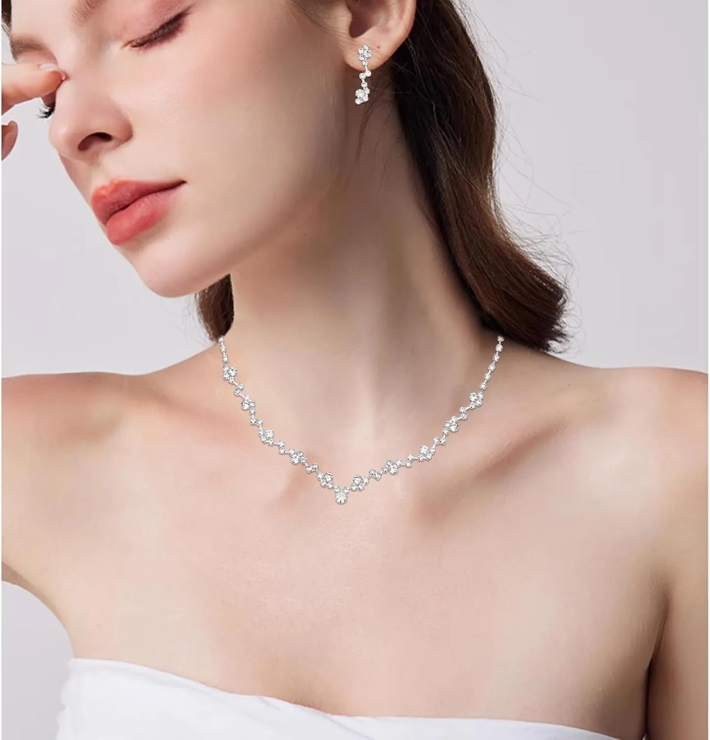 Elegant Bride Bridesmaid Jewelry Sets for Wedding Prom Bridal Necklace Earrings Bracelet Set Women Formal Dress Accessories