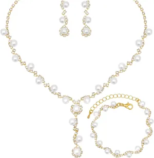 Elegant Bride Bridesmaid Jewelry Sets for Wedding Prom Bridal Necklace Earrings Bracelet Set Women Formal Dress Accessories