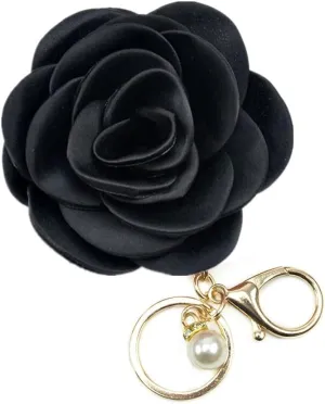 Elegant Camellia Flower Faux Pearl Keychain For Women Vintage Floral Key Ring for Women Birthday Jewelry