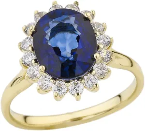 Elegant CZ Princess Diana Inspired Engagement Ring with September Birthstone in 14k Yellow Gold (Size 7)