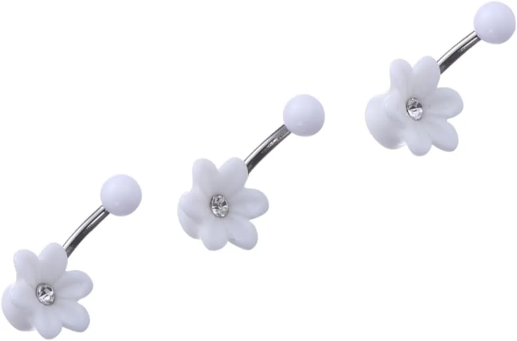 Elegant Floral Navel Ring Belly Button Ring Piercing Jewelry High Polish Perfect for Summer Outfits