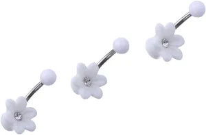 Elegant Floral Navel Ring Belly Button Ring Piercing Jewelry High Polish Perfect for Summer Outfits
