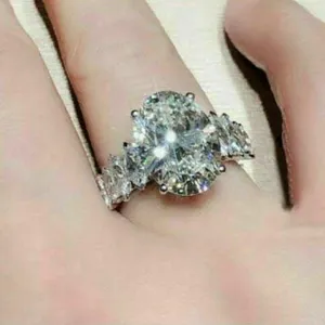 Elegant Huge Zircon Wedding Ring 18k Platinum Plated Shiny Cubic Zirconia Crystal Diamond Wedding Jewelry for Women