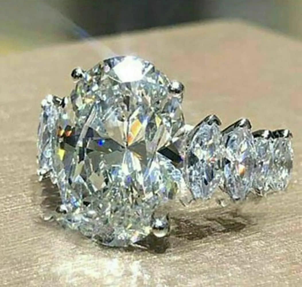 Elegant Huge Zircon Wedding Ring 18k Platinum Plated Shiny Cubic Zirconia Crystal Diamond Wedding Jewelry for Women
