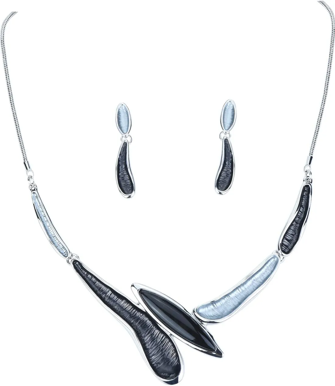 Elegant Irregular Lines Crystal Teardrop Bib Statement Necklace and Earrings Jewelry Set for Women Bridal Wedding Jewelry