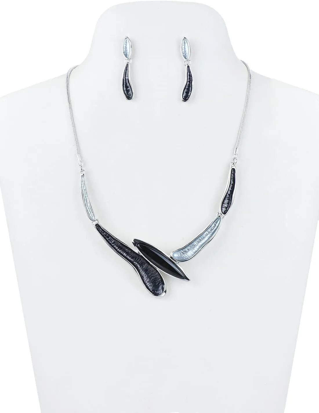 Elegant Irregular Lines Crystal Teardrop Bib Statement Necklace and Earrings Jewelry Set for Women Bridal Wedding Jewelry