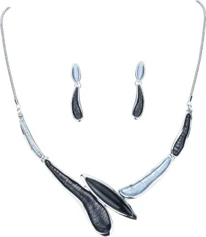 Elegant Irregular Lines Crystal Teardrop Bib Statement Necklace and Earrings Jewelry Set for Women Bridal Wedding Jewelry