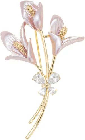 Elegant Pink Lily Flower Brooch Pin for Women  Rhinestone Lily Lapel Pin for Coats, Jackets, and Sweaters