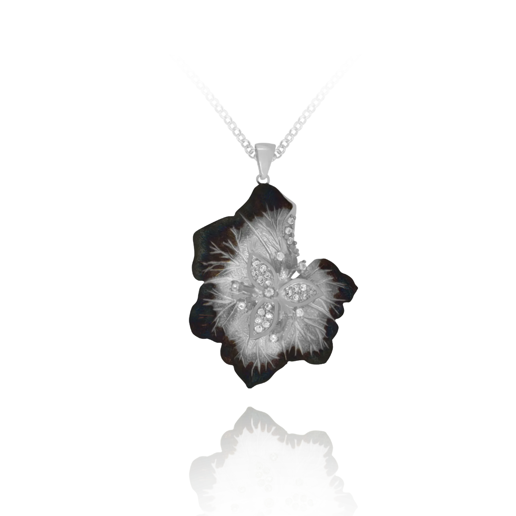 Ember Leaf Petals with Sparkling Center Pendant