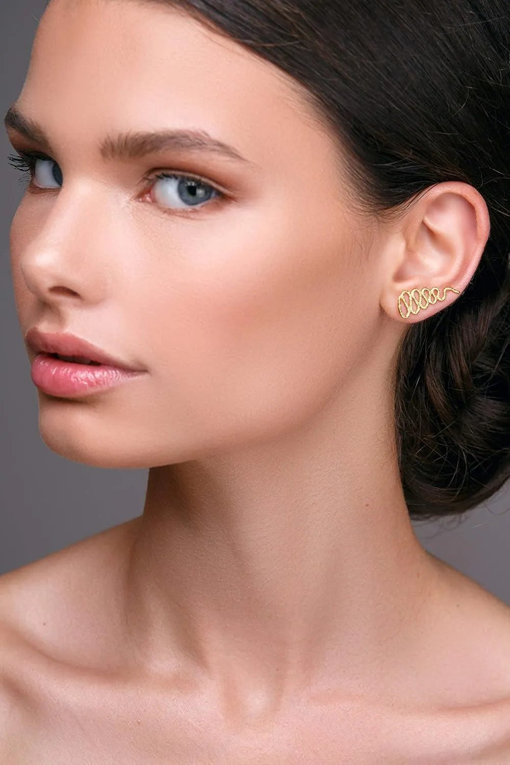 Emmanuela Ear Cuff Earrings Handmade of Sterling Silver Dainty Snake Ear Climber Earring Cuff Crawler Hypoallergenic Jewelry Statement Valentine's Day Gift for Her