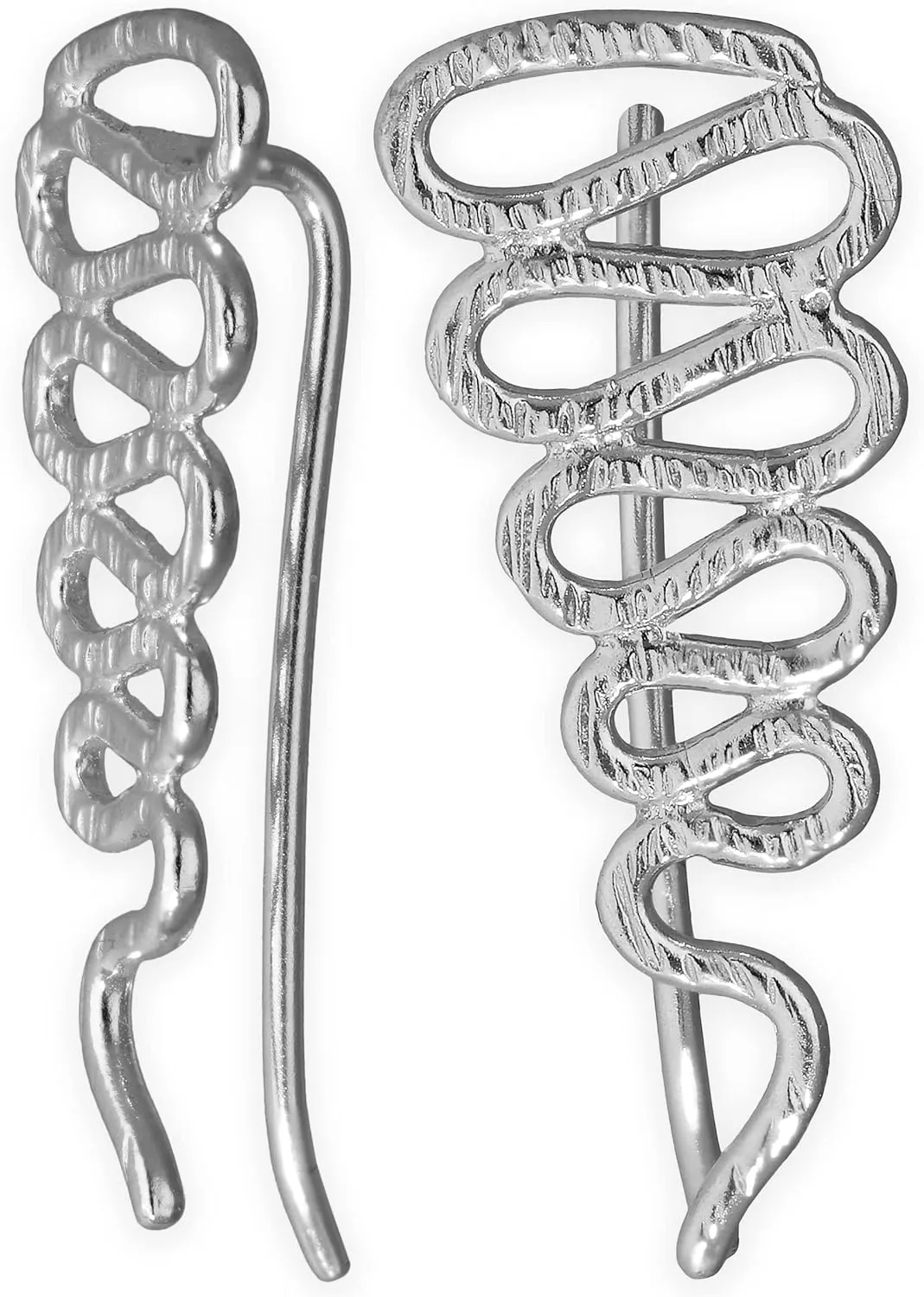 Emmanuela Ear Cuff Earrings Handmade of Sterling Silver Dainty Snake Ear Climber Earring Cuff Crawler Hypoallergenic Jewelry Statement Valentine's Day Gift for Her