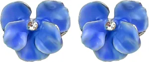 Enamel Drip Oil Orchid Flower Stud Earrings for Women Rhinestone Butterfly Petal Earrings Party Jewelry