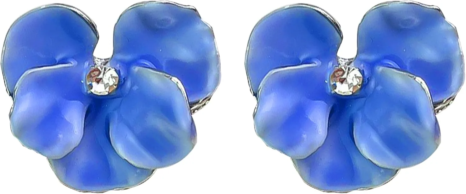 Enamel Drip Oil Orchid Flower Stud Earrings for Women Rhinestone Butterfly Petal Earrings Party Jewelry