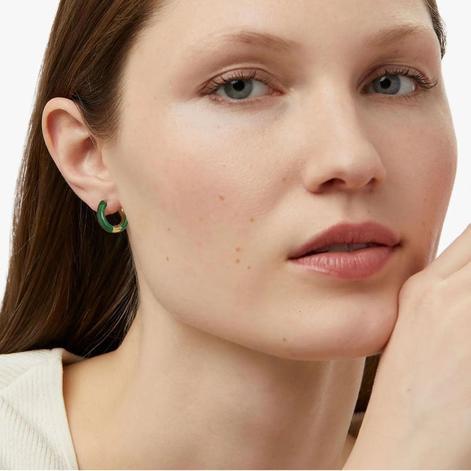 Enamel Hoop Earrings for Women 18K Gold Enamel Huggie Earrings Small Gold Earrings Colorful Cute Jewelry Gift