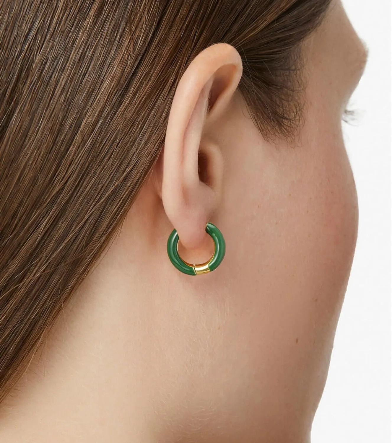 Enamel Hoop Earrings for Women 18K Gold Enamel Huggie Earrings Small Gold Earrings Colorful Cute Jewelry Gift